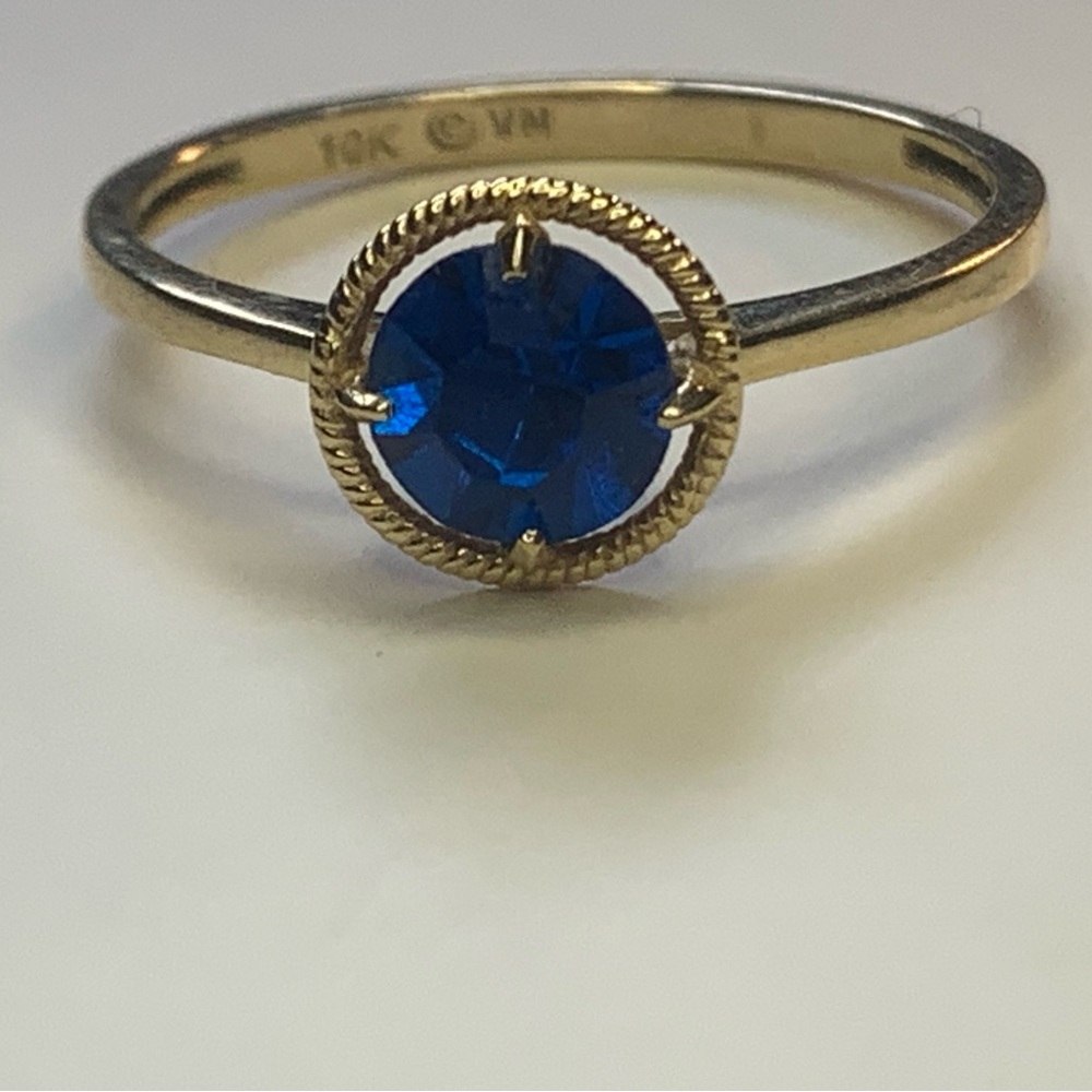 10K Gold Ring with Blue Crystal